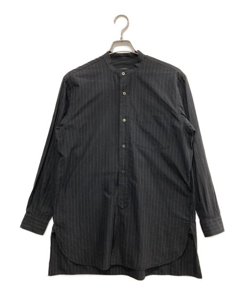 COMOLI（コモリ）COMOLI (コモリ) バンドカラーストライプシャツ/Q03-02002 ブラック サイズ:1の古着・服飾アイテム