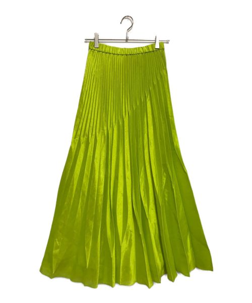 UN3D.（アンスリード）UN3D. (アンスリード) オリガミプリーツシャンタンスカート イエローグリーン サイズ:SIZE 38の古着・服飾アイテム