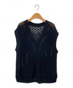 Mame Kurogouchiマメクロゴウチ）の古着「Curtain Lace Pattern Knitted V Neck Vest」｜ブラック