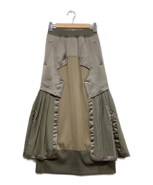 UN3D.（アンスリード）UN3D. (アンスリード) サテンコンビスカート カーキ サイズ:38の古着・服飾アイテム