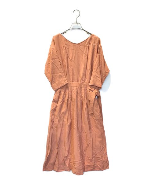 BALLSEY（ボールジィ）BALLSEY (ボールジィ) ウェーブポプリン ウエストギャザーワンピース オレンジ サイズ:36の古着・服飾アイテム