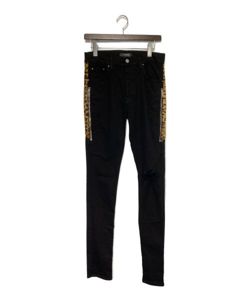 AMIRI（アミリ）AMIRI (アミリ) Leopard Jeans ブラック サイズ:SIZE 76cm (W30)の古着・服飾アイテム