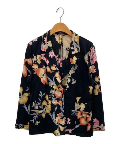 LEONARD（レオナール）LEONARD (レオナール) 花柄テーラードジャケット ブラック サイズ:LLの古着・服飾アイテム