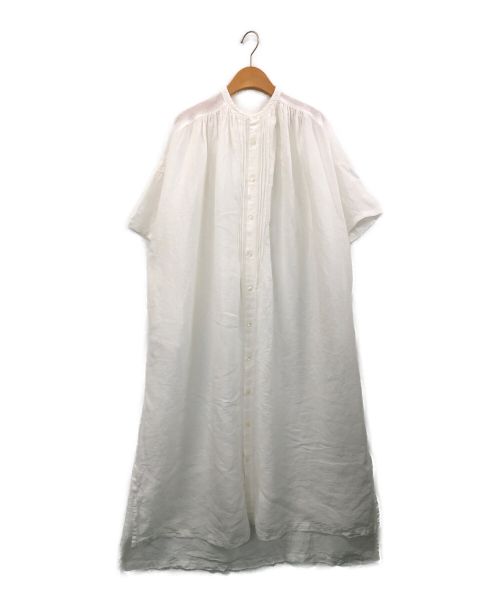 nest Robe（ネストローブ）nest Robe (ネストローブ) リネン近江晒 バンドカラーシャツワンピース ホワイト サイズ:Fの古着・服飾アイテム