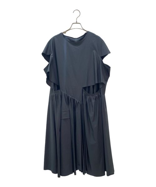 Maison Margiela（メゾンマルジェラ）Maison Margiela (メゾンマルジェラ) POPLIN RANDOM PLEATS DECORTICE DRESS ブラック サイズ:38の古着・服飾アイテム