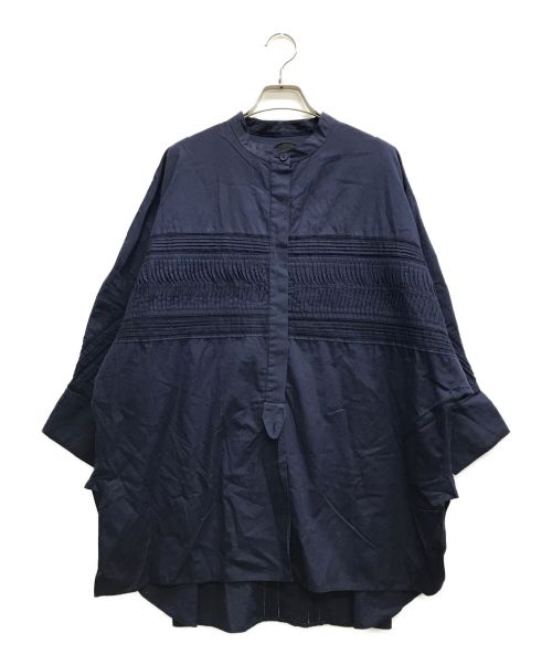 pheeta（フィータ）Pheeta (フィータ) ピンタックバンドカラーシャツ ネイビー サイズ:記載なし（実寸サイズを参照ください）の古着・服飾アイテム