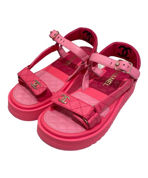 CHANEL（シャネル）CHANEL (シャネル) Matelasse footbed sandal ピンク サイズ:37の古着・服飾アイテム