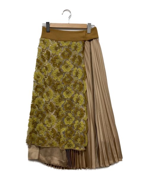 Arobe（アローブ）Arobe (アローブ) レイヤードプリーツスカート ブラウン サイズ:2の古着・服飾アイテム