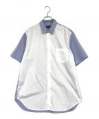 COMME des GARCONS HOMMEコムデギャルソン オム）の古着「ストライプ切替シャツ」｜ホワイト×ブルー