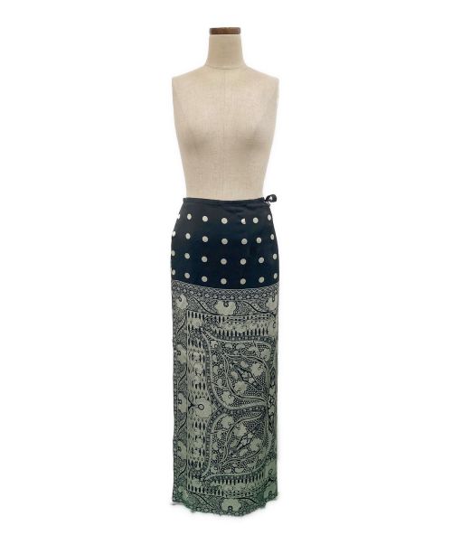 INSCRIRE（アンスクリア）INSCRIRE (アンスクリア) Paisley*Dot Print Wrap Skirt ブラック サイズ:38の古着・服飾アイテム