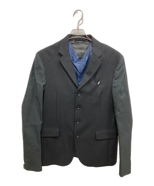 DIESEL（ディーゼル）DIESEL (ディーゼル) 異素材切替テーラードジャケット ブラック サイズ:50(XL)の古着・服飾アイテム