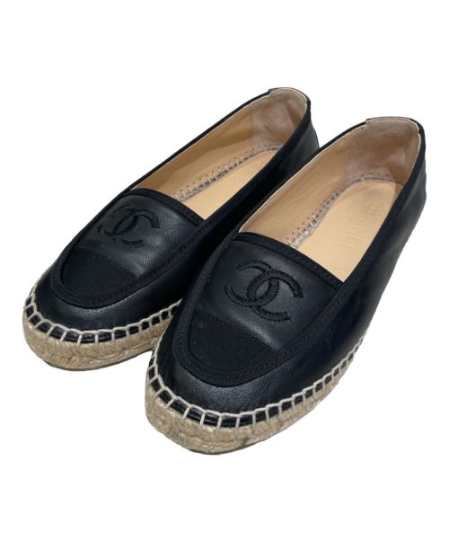 CHANEL（シャネル）CHANEL (シャネル) Coco Mark Espadrille Shoes ブラック サイズ:35の古着・服飾アイテム