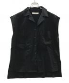 LOHENローヘン）の古着「スリーブレスオープンカラーシャツ」｜ブラック
