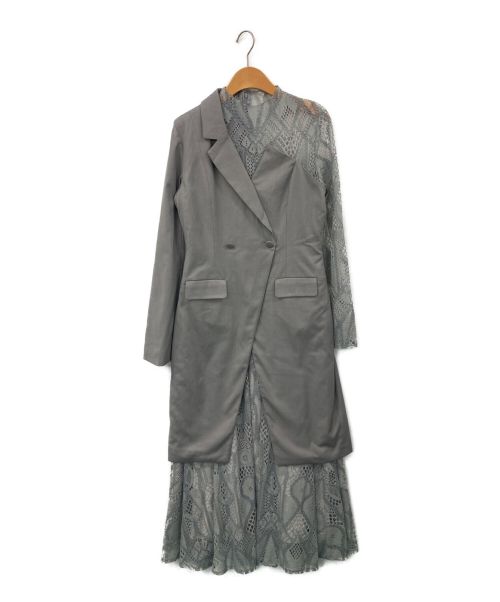 Ameri（アメリ）AMERI (アメリ) UND SUIT DOCKING LACE DRESS グレー サイズ:Sの古着・服飾アイテム