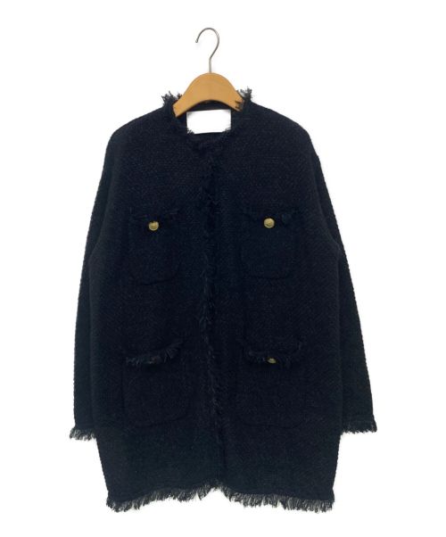 ADAWAS（アダワス）ADAWAS (アダワス) ニットツイードジャケット ブラック サイズ:FREEの古着・服飾アイテム