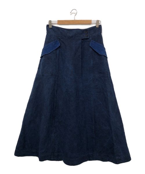 45R（フォーティーファイブアール）45R (フォーティーファイブアール) リネンダックのスカート インディゴ サイズ:3の古着・服飾アイテム
