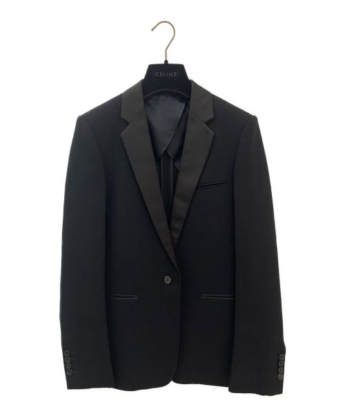 CELINE（セリーヌ）CELINE (セリーヌ) シルクカラー切替ジャケット ブラック サイズ:40の古着・服飾アイテム
