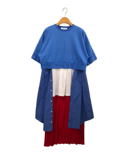 ENFOLD（エンフォルド）ENFOLD (エンフォルド) クラシック天竺スタイルデザインdress ブルー サイズ:36の古着・服飾アイテム