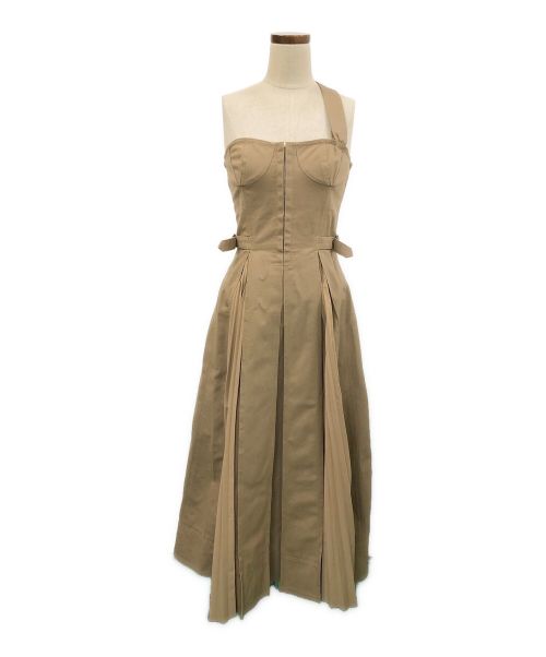 CASA FLINE（カーサフライン）CASA FLINE (カーサフライン) フロントホックプリーツドレス ベージュ サイズ:Fの古着・服飾アイテム