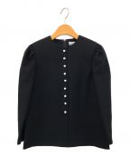 BORDERS at BALCONY）の古着「BUTTONED TWILL BLOUSE」｜ブラック