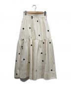 CADUNEカデュネ）の古着「ドット切り替えスカート」｜ホワイト