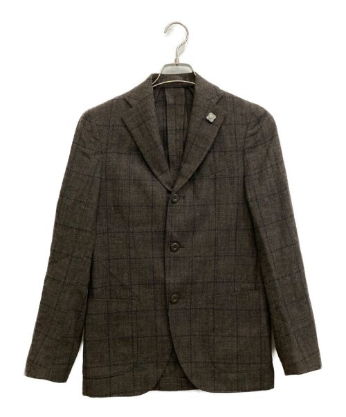 LARDINI（ラルディーニ）LARDINI (ラルディーニ) ウィンドペンウールチェックジャケット ダークブラウン サイズ:42の古着・服飾アイテム