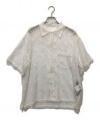 UNUSEDアンユーズド）の古着「Short-sleeve open collar gourd pattern mesh shirt」｜ホワイト