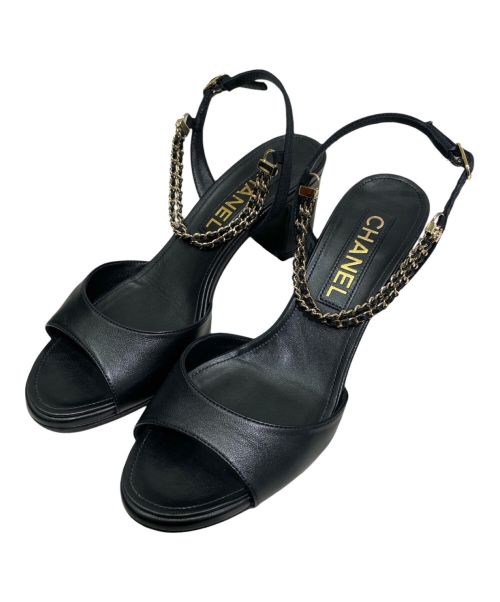 CHANEL（シャネル）CHANEL (シャネル) Ankle strap coco mark sandal ブラック サイズ:35の古着・服飾アイテム