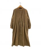 ICHI Antiquites noirイチアンティークスノアール）の古着「リネンレースタックシャツドレス」｜ブラウン