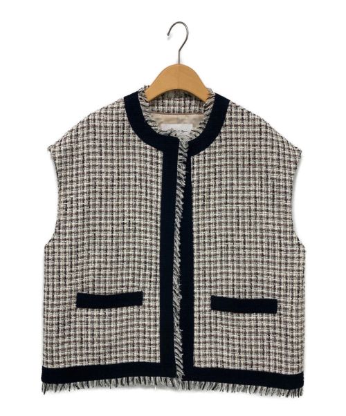 na.e（ナエ）na.e (ナエ) Tweed Vest ホワイト×ブラック サイズ:-の古着・服飾アイテム