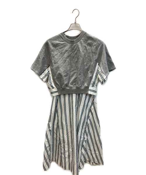 3.1 phillip lim（スリーワンフィリップリム）3.1 phillip lim (スリーワンフィリップリム) Striped Cotton French Terry Midi Dress グレー サイズ:Sの古着・服飾アイテム
