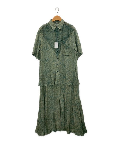 TOGA ARCHIVES（トーガアーカイブス）TOGA ARCHIVES (トーガアーカイブス) メッシュマーブルプリントシャツドレス グリーン サイズ:Mの古着・服飾アイテム