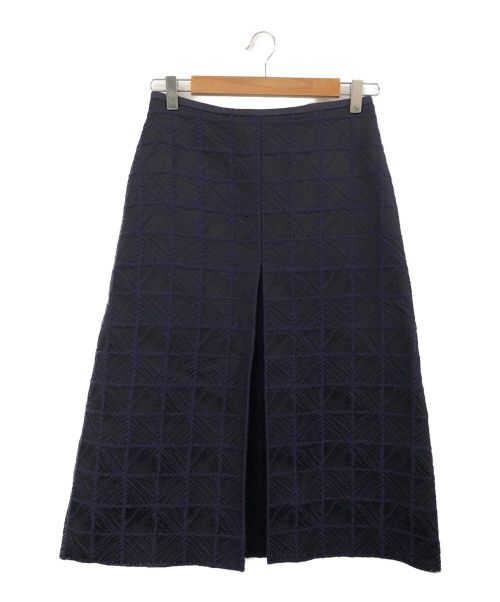 DRAWER（ドゥロワー）Drawer (ドゥロワー) テクスチャージャカードBOXスカート パープル サイズ:36の古着・服飾アイテム