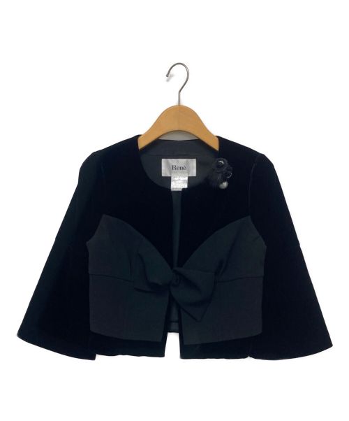 Rene（ルネ）Rene (ルネ) ベロアショートジャケット ブラック サイズ:34の古着・服飾アイテム