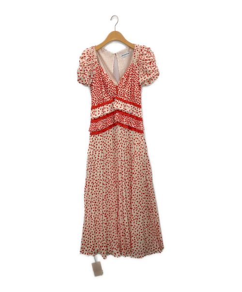 SELF PORTRAIT（セルフ ポートレイト）SELF PORTRAIT (セルフ ポートレイト) Dot Satin Printed Dress ベージュ サイズ:UK8 / US4の古着・服飾アイテム