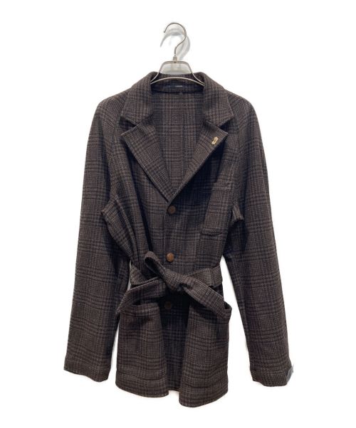 LARDINI（ラルディーニ）LARDINI (ラルディーニ) ベルト付ウールジャケット ブラウン サイズ:46 未使用品の古着・服飾アイテム