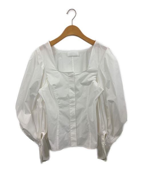 Mame Kurogouchi（マメクロゴウチ）Mame Kurogouchi (マメクロゴウチ) Square Neck Puff Sleeve Shirt ホワイト サイズ:3の古着・服飾アイテム