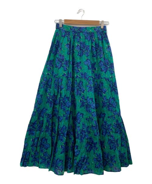 sara mallika（サラマリカ）sara mallika (サラマリカ) Gauze Voile Big Flower Print Skirt グリーン サイズ:-の古着・服飾アイテム