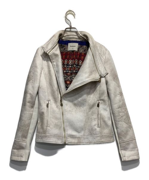 Desigual（デシグアル）Desigual (デシグアル) ライダースジャケット ホワイト サイズ:40の古着・服飾アイテム