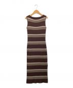 HER LIP TOハーリップトゥ）の古着「Cotton Striped Ribbed Knit Dress」｜ブラウン