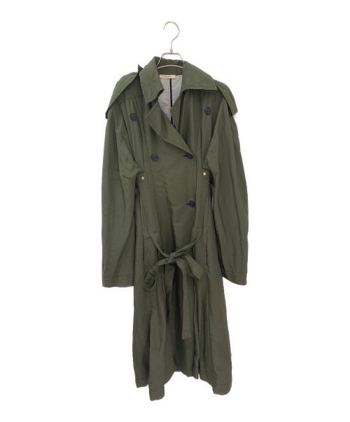 CELINE（セリーヌ）CELINE (セリーヌ) シルク混ロングコート オリーブ サイズ:34の古着・服飾アイテム