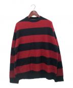 NUMBER (N)INEナンバーナイン）の古着「STRIPED MOHAIR KNIT PULLOVER」｜レッド×ブラック