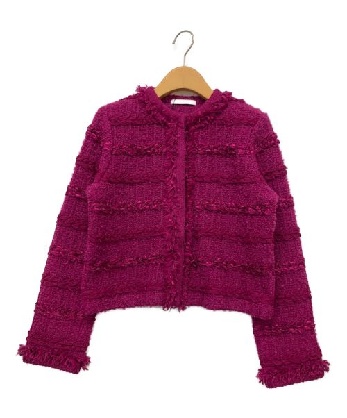 ANAYI（アナイ）ANAYI (アナイ) ニッティングツイード ジャケット ピンク サイズ:38の古着・服飾アイテム