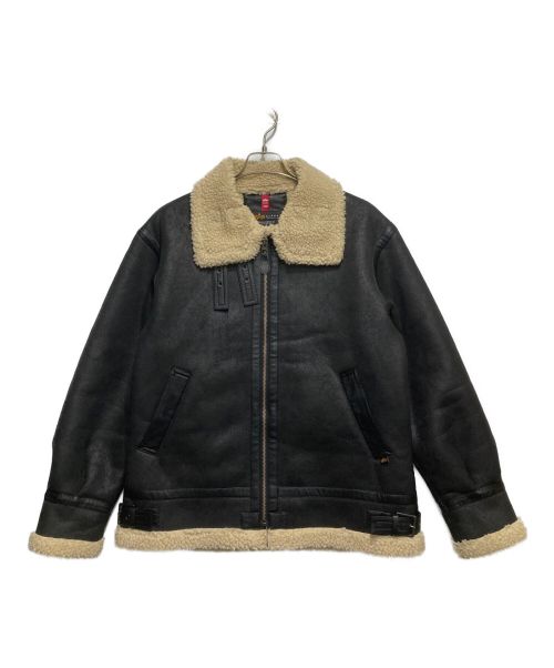 ALPHA（アルファ）ALPHA (アルファ) フェイクムートンB-3ジャケット ブラック サイズ:Lの古着・服飾アイテム