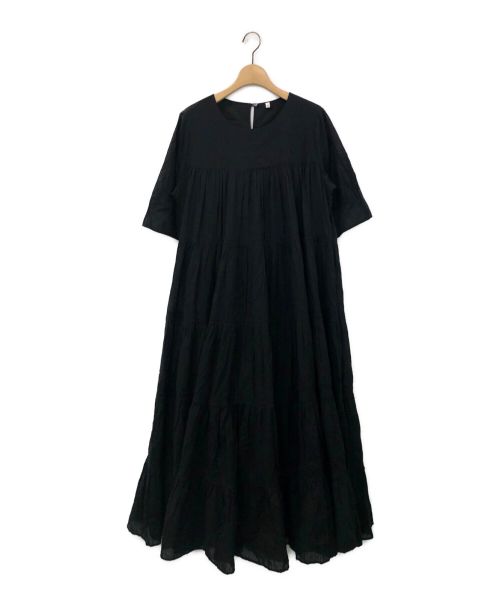 BEARDSLEY（ビアズリー）BEARDSLEY (ビアズリー) シャドーストライプティアードワンピース ブラック サイズ:Fの古着・服飾アイテム
