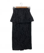 HER LIP TOハーリップトゥ）の古着「Floral Jacquard Peplum Skirt」｜ブラック