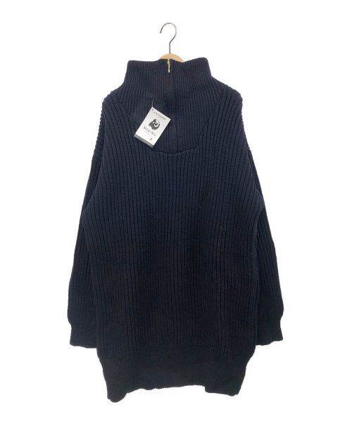 oldderby Knitwear（オールドダービーニットウェア）oldderby Knitwear (オールドダービーニットウェア) ジップファンネルネックロングプルオーバー ネイビー サイズ:-の古着・服飾アイテム
