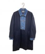 SOFTHYPHENソフトハイフン）の古着「DENIM DETAIL BALMACAAN COAT」｜ネイビー