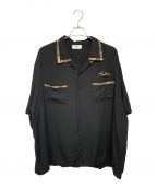 CELINEセリーヌ）の古着「22AW ルーズボーリング レーヨンツイル シャツ」｜ブラック×ブラウン