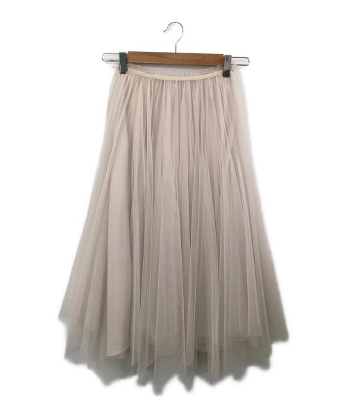 Yue（ユエ）Yue (ユエ) チュールスカート ベージュ サイズ:Mの古着・服飾アイテム